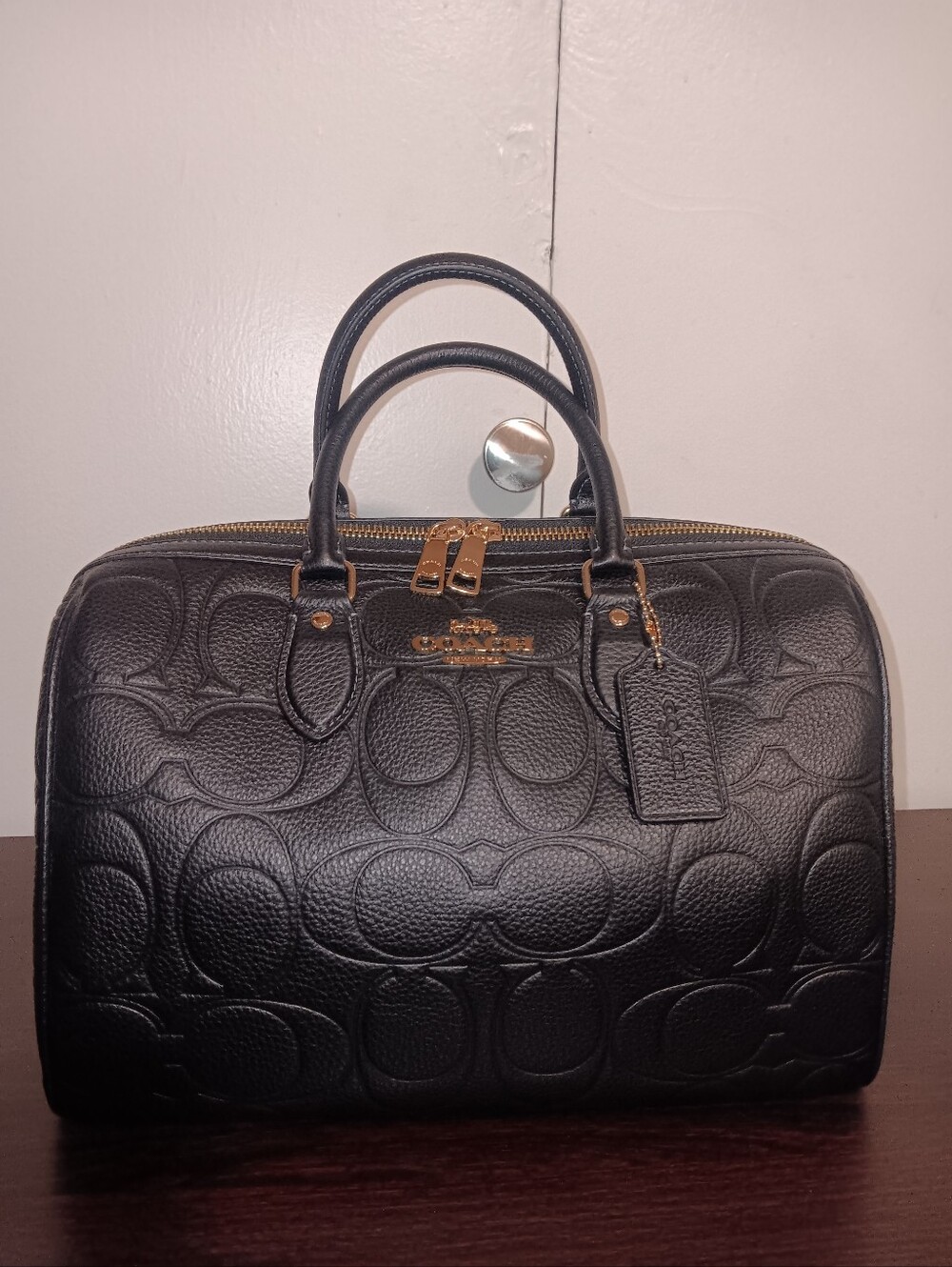 Coach Large Leaher Embossed C Rowan Black Leather Not Sold On Coach Anymore